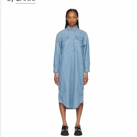 ganni light blue dress Melange Knit Mini Dress main image 0